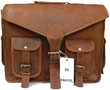 Fastyl Patroit 15โ Genuine Leather Messenger Laptop Cross Body Bag Suitcase Briefcase Vintage Brown Men Ladies Handmade
