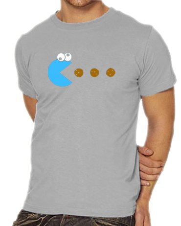 Touchlines Herren T-Shirt Cookie - Pacman, ash, L, B1841-Ash-L Preisvergleich