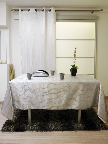 NAPPE RONDE 140 cm TIFFANYS GRIS Organza pailleté argent