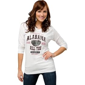 Buy Alabama Crimson Tide Ladies White 3 4 Sleeve Hooded Slub Knit Tee