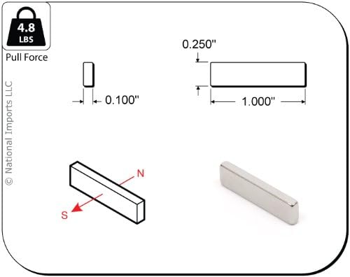 Magcraft NSN0834 1-Inch by 1/4-Inch by 1/10-Inch Rare Earth Block Magnets, 12-Count
