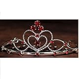 Angels Garment Little Girls Silver Rhinestone Red Heart Tiara