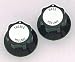 Black Treble/Bass Volume Knobs (2) With Silver Top for Rickenbacker�