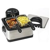 Bestron DF402B Family Friteuse mit 3 Körbe Edelstahl 2000 Watt