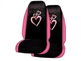 A Set of 2 Universal Fit Optic Art Multicolor Hearts Seat Covers
