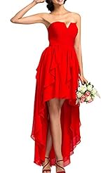 Strapless Cocktail High-Low-Hem Club Dress/Evening Dress/Bridesmaid Dress/Prom Dress/Party Dress 