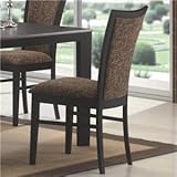 Set of 2 Dining Chairs with Padded Seat in Black Finish