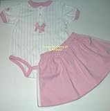 New York Yankees Baby Girl Pink Pinstripe Bodysuit with Skirt