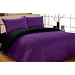 Complete Double, Reversible Blackcurrant Purple/ Black, Duvet Cover and Fitted Sheet Bed Set by VICEROY BEDDING