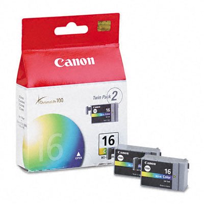 CANON BCI-16 Dual Pack Color Ink Tanks with 140 Sheets of 4x6 Glossy Photo Paper (9818A007)