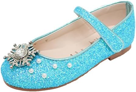 Rosenhill Girl's Luxury Frozen Elsa Anna Dress Flat Pearl Shoes