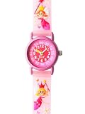 Baby Watch - Montre enfant pedagogique - Fille - Tiny princesse - Bracelet Plastique gomme 3D rose avec motifs - Avec methode d'apprentissage