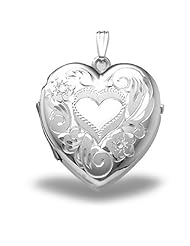 Sterling Silver Heart Four Photo Locket 1-1/4 inch x 1-1/4 inch Solid Sterling Silver