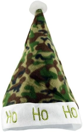 Camouflage Fleece Santa Hat - Ho Ho Ho