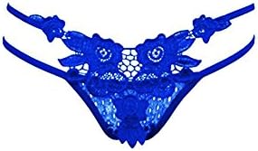 LCFLUKE Pack of 5 Women's Sexy Floral Lace G-string T-back Thongs Panties (Blue)