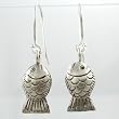 Double Sided Puffy Fish Dangle Earrings in Sterling Silver, #9485
