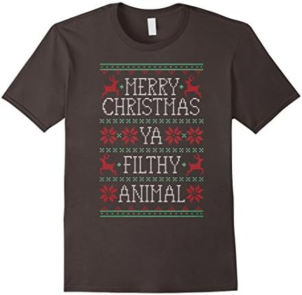 Men's Merry Christmas Ya Filthy Animal T-Shirt XL Asphalt