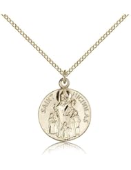 Free Engraving Included Medal-Gold Filled St. Saint Nicholas Pendant 3/4 x 5/8" 4244GF--w/18" Chain w/Box Bakers/Brides/Children
