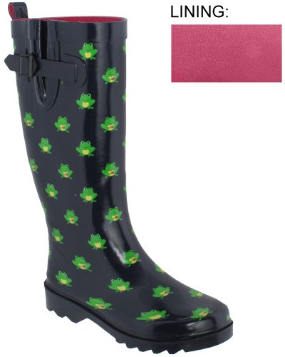 Capelli New York Shiny Charmed Frog Sporty Body Rubber Rain Boot