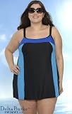 Delta Burk Blue Stripe Plus Sizes 26W-34W Swimdress Swimsuit - Plus Size Swimsuit Plus Size Swimsuits