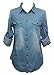 Noble U Chambray Button Down Denim Shirt with Roll-up Sleeves (Small, Med Blue Wash)
