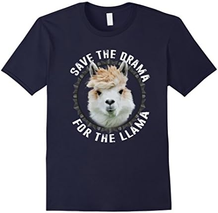 Men's Llama Lover T-Shirt Save the Drama For the Llama Shirt Large Navy