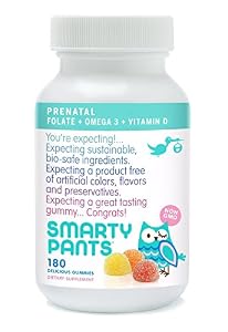 SmartyPants Prenatal Gummy Vitamins Multivitamin Plus Folate, Omega 3s and Vitamin D3, 180 Count