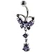 pug28  - Belly Navel Rings Purple Cz Butterfly February Jewelry