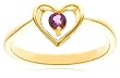 Yellow Gold Overlay Sterling Silver Amethyst Heart Ring