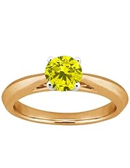 0.80 Ct Round Canary SI1/SI2 Diamond 18K Yellow Gold Solitaire Ring