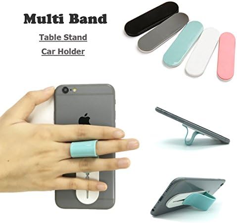 Xman®Cell Phone Secure Grip 3-in-1 Phone Grip Strap Holder Must-Have Cell Phone Accessory-Finger Gripper-Desk Stand-Car Mount-Universal Silicone Multi Band for All Phones and Tablets(Cyan)