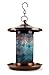 Premium Handcrafted Mosaic Glass Bird Feeder - Solar Powered = Glows at Night - Garden Birdfeeder for Outside - UPDATED 12/18 (Easy Fill, Bright Light) - Hanger Included - Hang on Pole or Near Window
