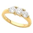 14K Yellow Gold Diamond Three-Stone Engagement Ring - 1.00 Ct.