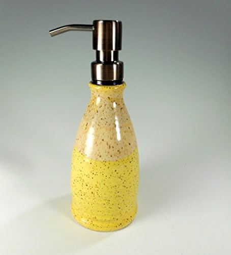 Ceramic soap or lotion pump dispenser, coppertone stainless pumper, pottery detergent pump