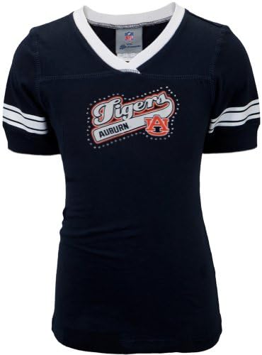 Auburn Tiger - Rhinestone Swoop Logo Game Day Girls Youth T-Shirt Dark Blue 16
