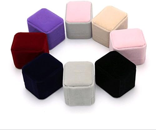 Premium Velvet Ring Box With 8Pcs Cutely Small Gift Box for Ring Earrings Jewelry Hard Boxes 6x5x4 cm Random Color (6x5x4 cm)