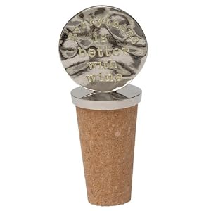 Natural Life WST004 2-3 4-Inch by 1-Inch Wine Stopper, 1-Pack, Silver and Cork