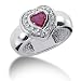 0.8 Ct Diamond Ruby Ring Engagement Heart cut 14k White Gold