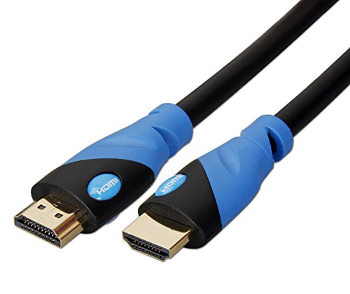 POLOK HDMI Cable 6.5 ft Prime High Speed 1080P, 3D, HDMI 1.4, HD TV, DVD, Notebook, Xbox 360, PS3, Blu-ray, 24K Gold Connector, Durable PVC Jacket, Type Male A to Type Male A, Black - Blue
