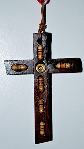 Handcrafted Wooden cross inlaid with electronic resisters.