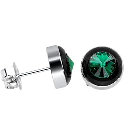 9mm Bezel May Birthstone Stud Earrings