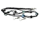 Fashion Necklace with Beads and Abalone Finish Nuggets and Matching Earring Set