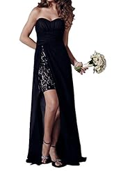 Strapless Natural   Waistline Chiffon Sheath Lace Evening Dress 