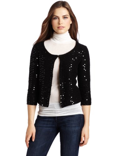 Velvet Women's Meryl Sequins Cardigan, Black, Petite