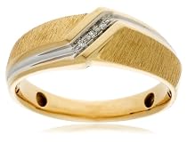 10k Two-Tone Gold, 3-Stone Diamond Men's Ring (.06 cttw, G-I Color, I2 Clarity), Size 10