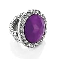 Stone & Crystal Fashion Ring Burnt Silver & Purple