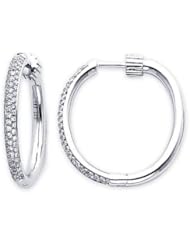 14k White Gold Large Diamond Pave Hoop Earrings .90 ct (G-H Color, I1 Clarity)