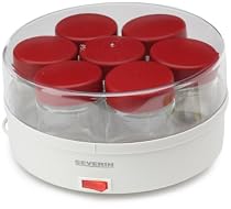 Severin - 3519.760 - Yaourti&egrave;re 14 pots + livre de recettes - 13 W - blanc/rouge