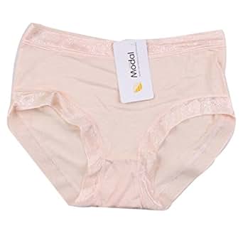 Amybria Femmes Dentelle Fibre De Bambou Taille Basse Slips Beige
