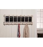 7-Hook Weekly Planner Wood Coat Rack with Easy-Erase Chalkboard